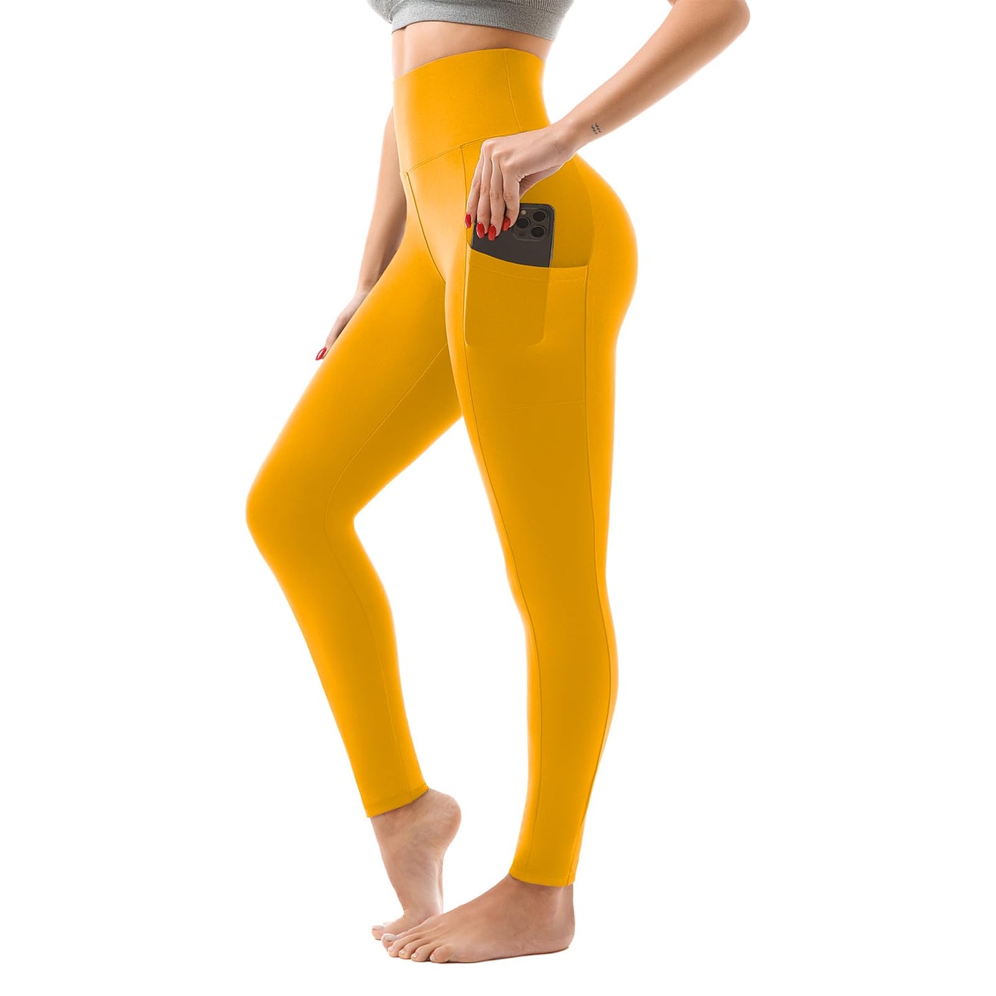 SINOPHANT High Waisted Leggings with Pockets Women, Buttery Soft Elastic Tummy Control Stretchy