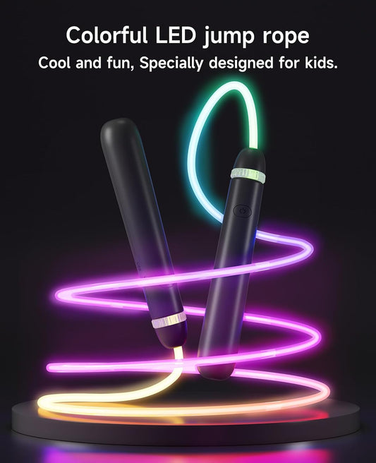 LED Light Up Jump Rope for Kids and Adult, Adjustable Glowing Skipping Rope for Boys and Girls, Colorful Luminous Jumping Rope for Fitness and Workout