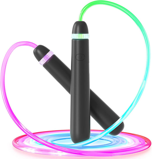 LED Light Up Jump Rope for Kids and Adult, Adjustable Glowing Skipping Rope for Boys and Girls, Colorful Luminous Jumping Rope for Fitness and Workout