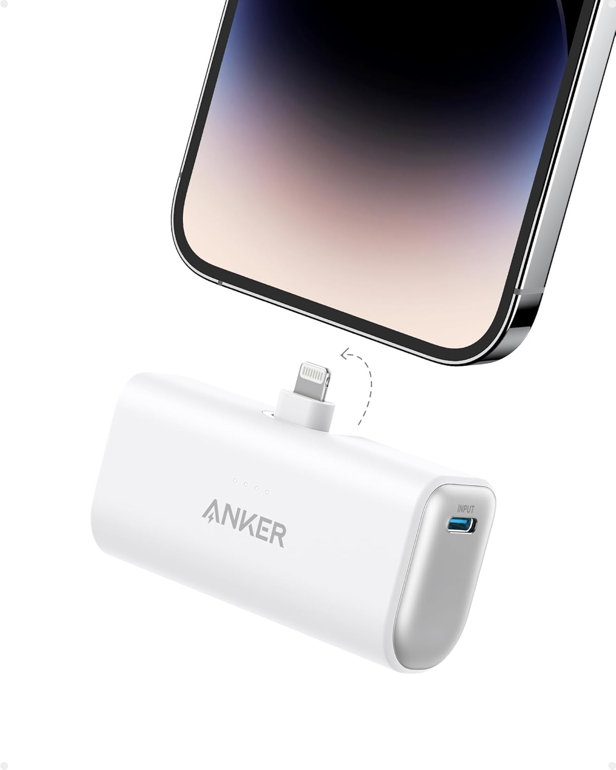 Anker Nano Portable Charger for iPhone, with Built-in MFi Certified Lightning Connector, Power Bank 5,000mAh 12W, Compatible with iPhone 14/14 Pro / 14 Plus, iPhone 13 and 12 Series (Blue)