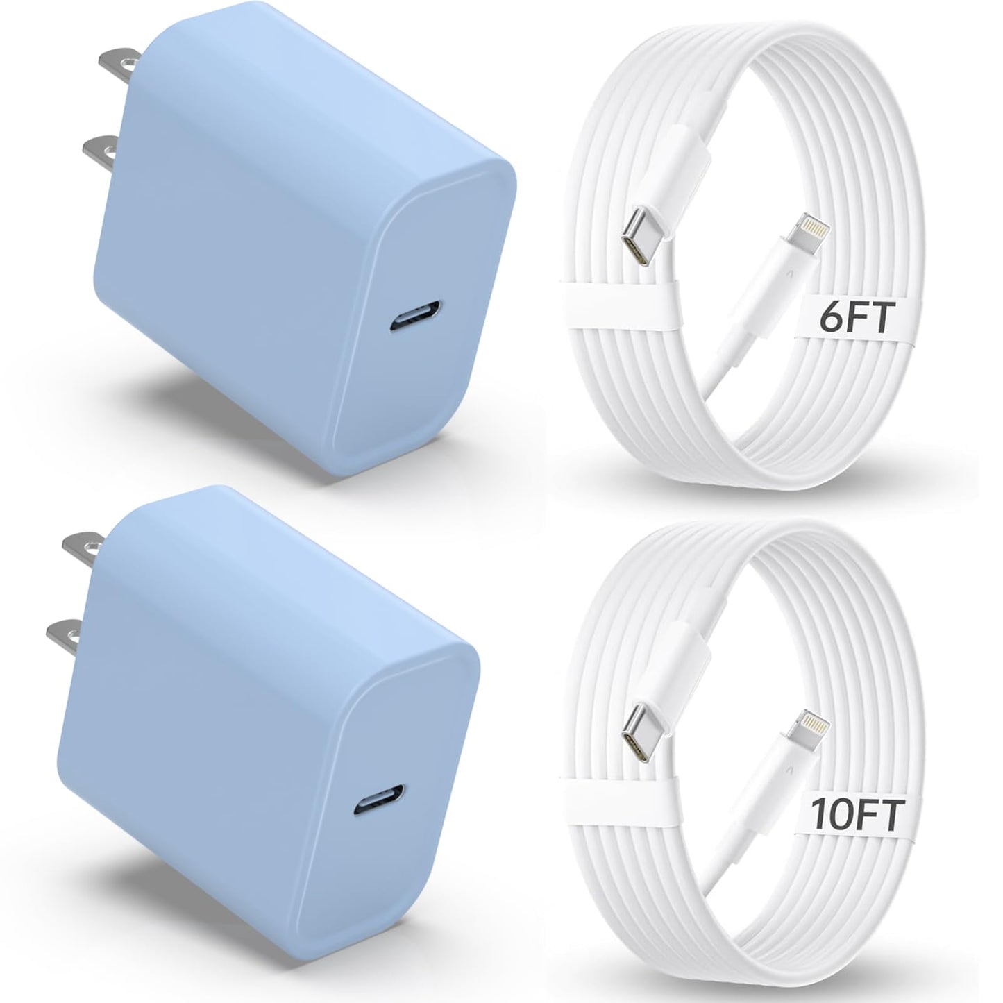 iPhone Charger Fast Charging【MFi Certified】 2Pack 20W PD USB C Wall Charger 6&10FT Cable Fasting Charging Adapter Compatible with iPhone 14Pro/13 Pro/12/12 Pro Max/11 Pro Max/XS Max/XS/XR/X/8 and More