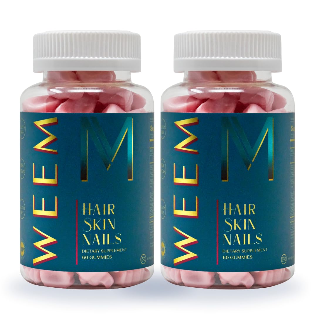 WEEM Hair Skin and Nails Gummies - Supports Healthy Hair - Vegan biotin Vitamins for Women & Men Supports Faster Hair Growth, Stronger Nails, Healthy Skin, Extra Strength (1)