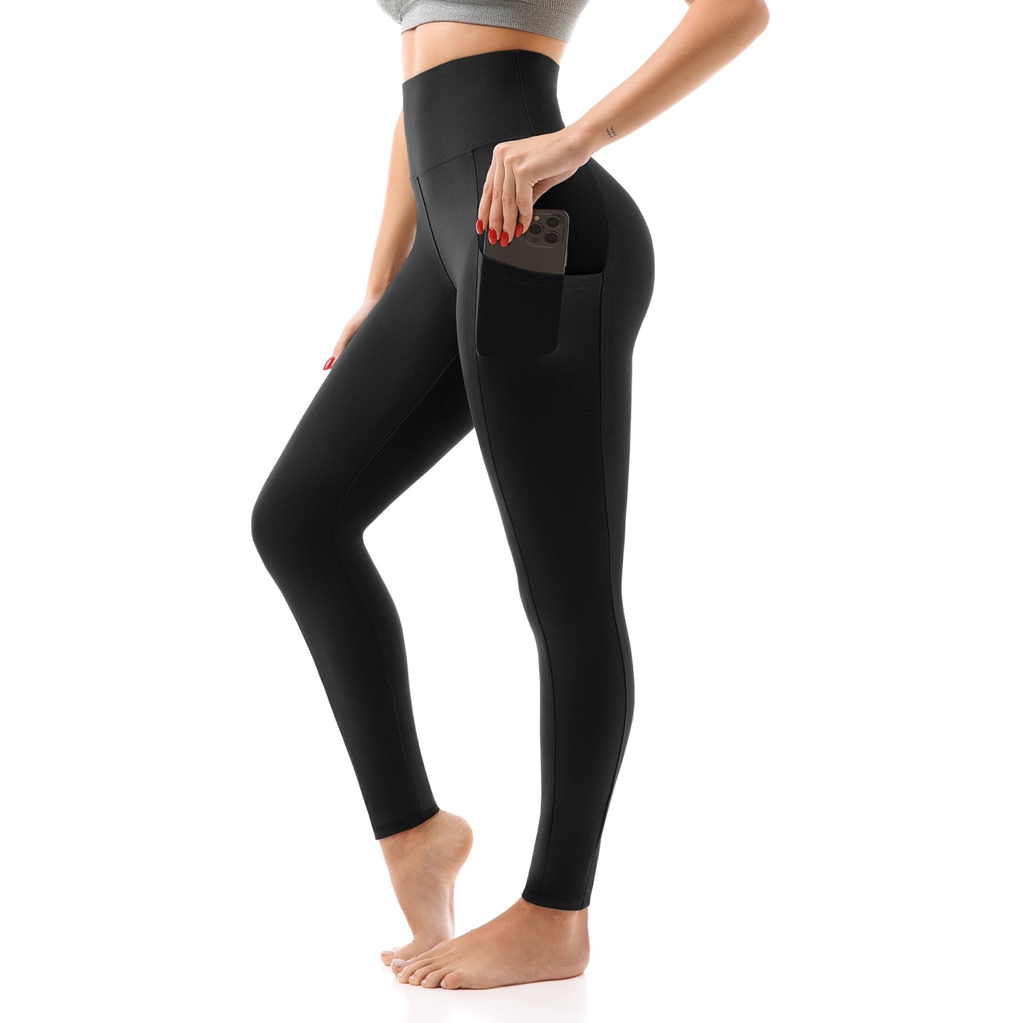 SINOPHANT High Waisted Leggings with Pockets Women, Buttery Soft Elastic Tummy Control Stretchy