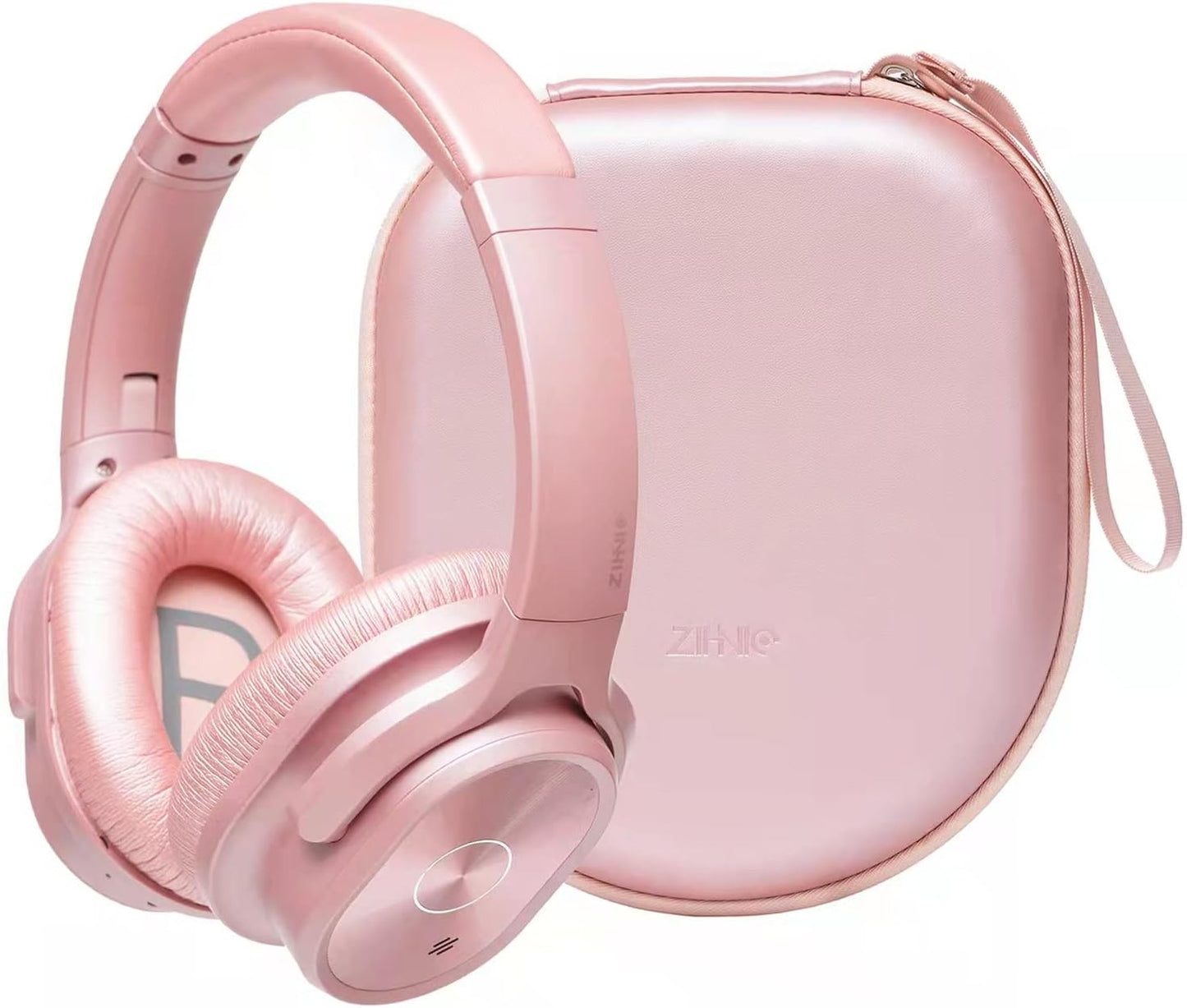 ZIHNIC Active Noise Cancelling Headphones, 40H Playtime Wireless Bluetooth Headset with Deep Bass Hi-Fi Stereo Sound,Comfortable Earpads for Travel/Home/Office (Rose Gold)