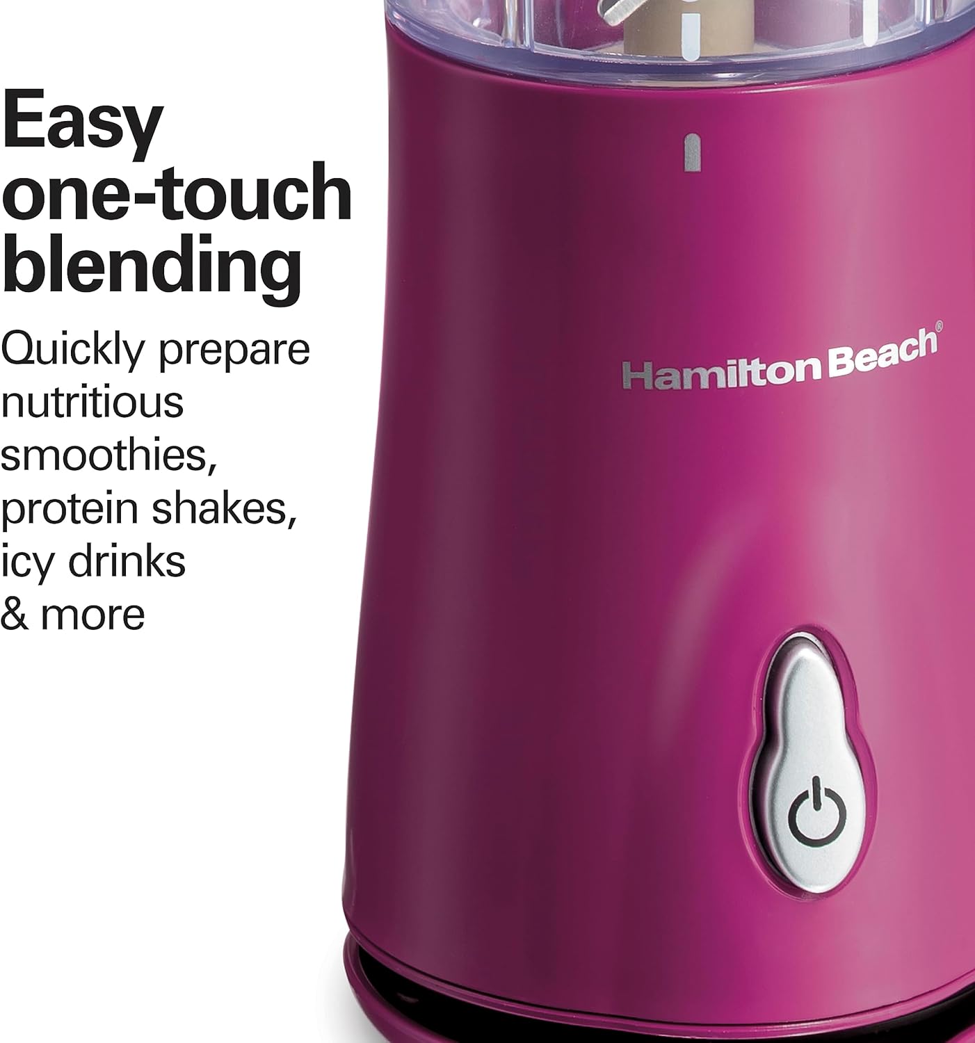 Hamilton Beach Portable Blender for Shakes and Smoothies with 14 Oz BPA Free Travel Cup and Lid, Durable Stainless Steel Blades for Powerful Blending Performance, Raspberry (51131)