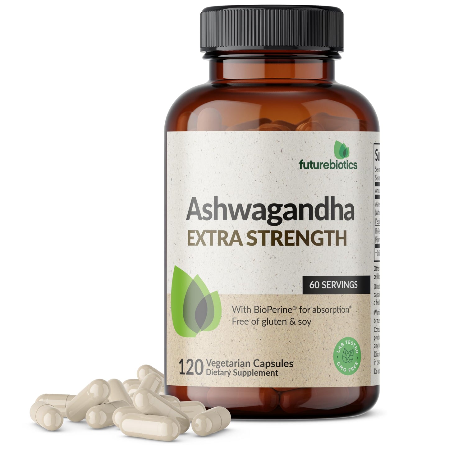 Futurebiotics Ashwagandha Extra Strength Stress & Mood Support with BioPerine - Non GMO Formula, 100 Vegetarian Capsules